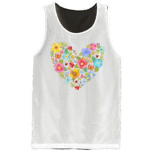 Springtime Flowers Floral Heart Mesh Reversible Basketball Jersey Tank