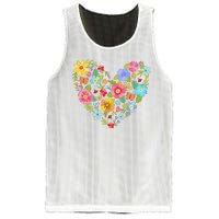 Springtime Flowers Floral Heart Mesh Reversible Basketball Jersey Tank