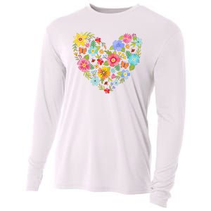 Springtime Flowers Floral Heart Cooling Performance Long Sleeve Crew