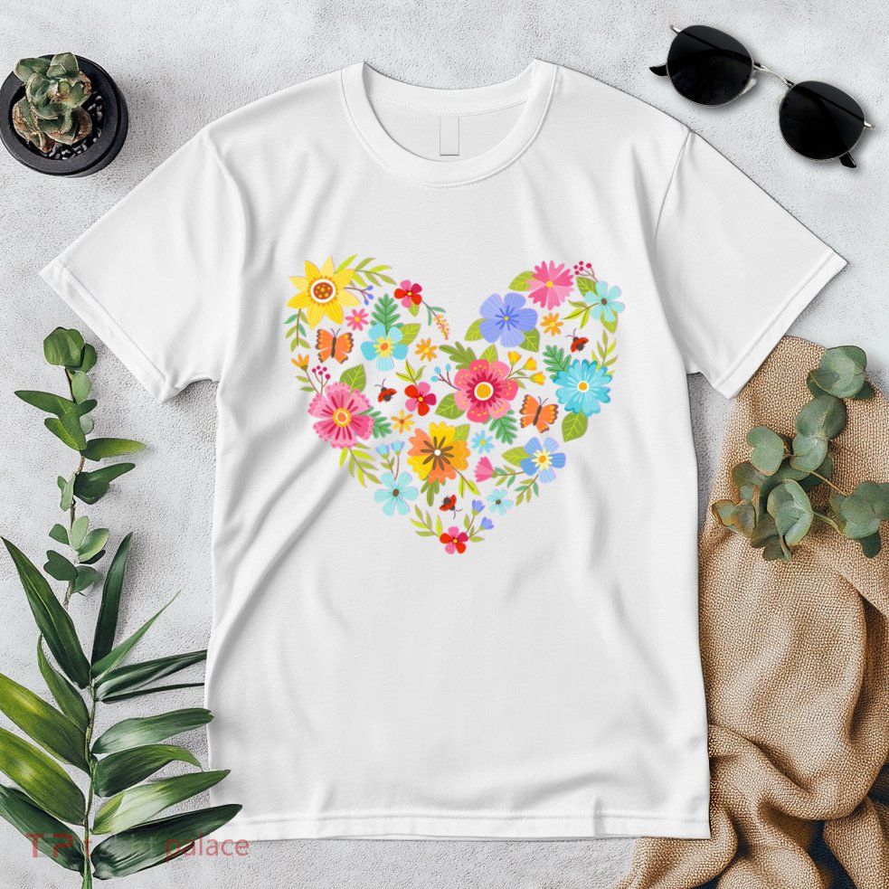 Springtime Flowers Floral Heart Premium T-Shirt