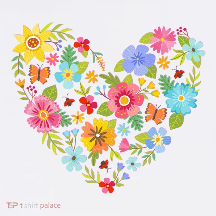 Springtime Flowers Floral Heart Premium T-Shirt
