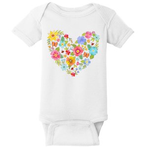 Springtime Flowers Floral Heart Baby Bodysuit