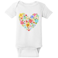 Springtime Flowers Floral Heart Baby Bodysuit