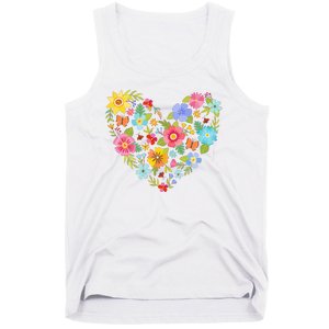 Springtime Flowers Floral Heart Tank Top