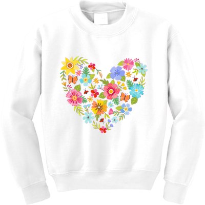 Springtime Flowers Floral Heart Kids Sweatshirt