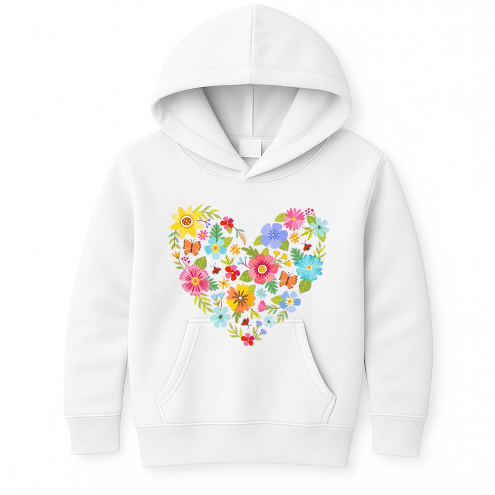 Springtime Flowers Floral Heart Kids Hoodie