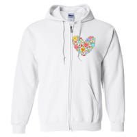 Springtime Flowers Floral Heart Full Zip Hoodie