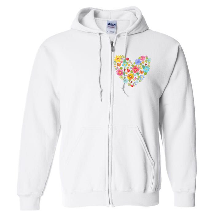 Springtime Flowers Floral Heart Full Zip Hoodie