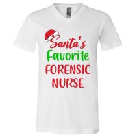 Santas Favorite Forensic Nurse Funny Christmas V-Neck T-Shirt