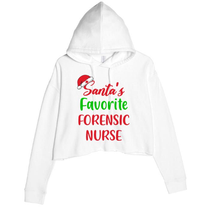 Santas Favorite Forensic Nurse Funny Christmas Crop Fleece Hoodie