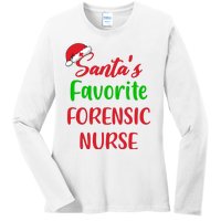 Santas Favorite Forensic Nurse Funny Christmas Ladies Long Sleeve Shirt