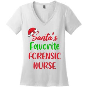 Santas Favorite Forensic Nurse Funny Christmas Women's V-Neck T-Shirt