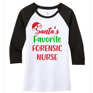 Santas Favorite Forensic Nurse Funny Christmas Women's Tri-Blend 3/4-Sleeve Raglan Shirt