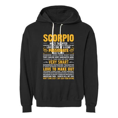 Scorpio Facts For Scorpion Lovers Horoscope Season Cool Gift Garment-Dyed Fleece Hoodie