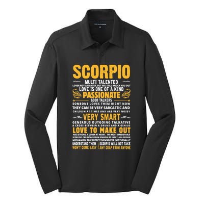 Scorpio Facts For Scorpion Lovers Horoscope Season Cool Gift Silk Touch Performance Long Sleeve Polo