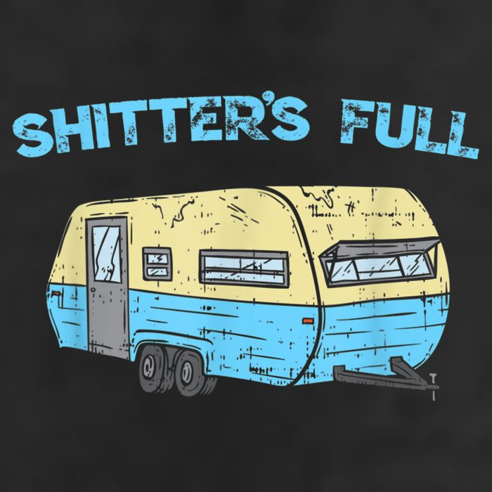 Shitter's Full Funny Camping Van Camper Trailer Camp 7 Panel Mesh Trucker Snapback Hat