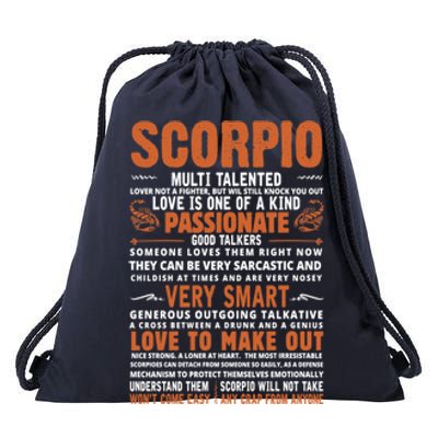 Scorpio Fact For Scorpion Lovers Horoscope Season Cool Gift Drawstring Bag