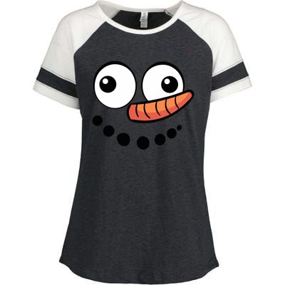 Snowman Face Family Christmas Matching Costume Enza Ladies Jersey Colorblock Tee