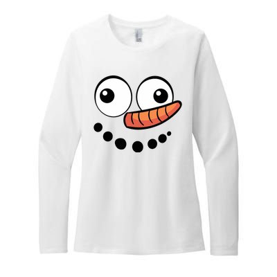 Snowman Face Family Christmas Matching Costume Womens CVC Long Sleeve Shirt