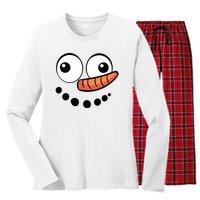 Snowman Face Family Christmas Matching Costume Women's Long Sleeve Flannel Pajama Set 