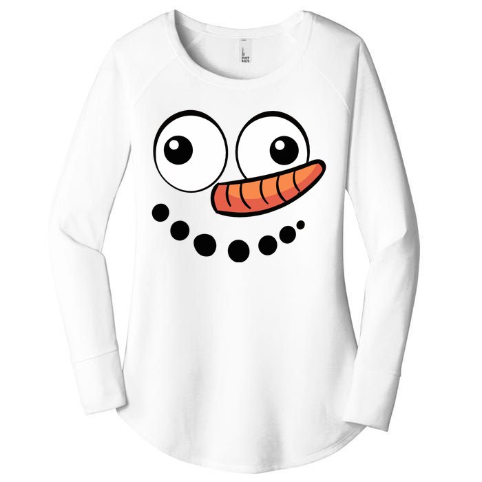 Snowman Face Family Christmas Matching Costume Women's Perfect Tri Tunic Long Sleeve Shirt