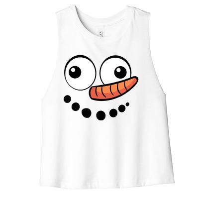 Snowman Face Family Christmas Matching Costume Women's Racerback Cropped Tank