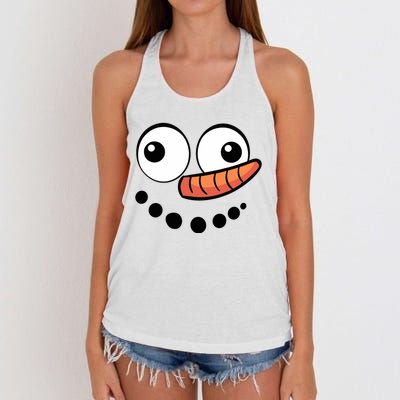 Snowman Face Family Christmas Matching Costume Women's Knotted Racerback Tank