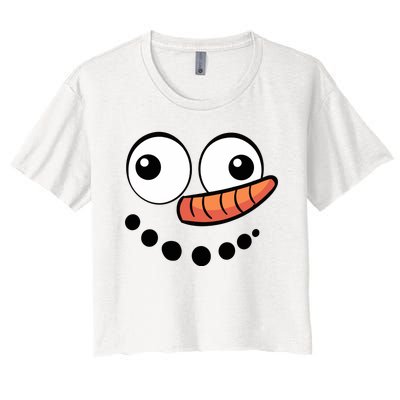 Snowman Face Family Christmas Matching Costume Women's Crop Top Tee