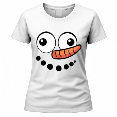 Snowman Face Family Christmas Matching Costume Women's T-Shirt