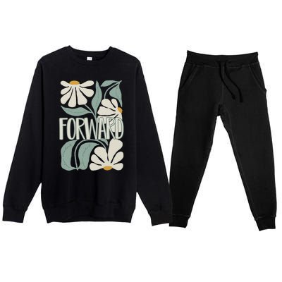 Subtle Floral Forward Flower Premium Crewneck Sweatsuit Set