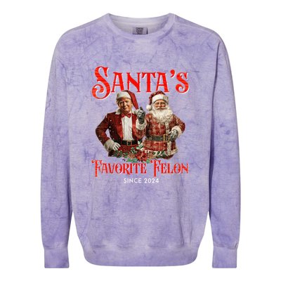 SantaS Favorite Felon Since 2024 Christmas Xmas Funn Christmas Xmas Funny Trump Colorblast Crewneck Sweatshirt