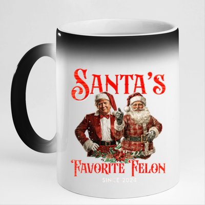 SantaS Favorite Felon Since 2024 Christmas Xmas Funn Christmas Xmas Funny Trump 11oz Black Color Changing Mug