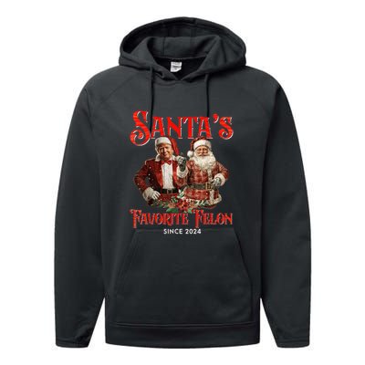 SantaS Favorite Felon Since 2024 Christmas Xmas Funn Christmas Xmas Funny Trump Performance Fleece Hoodie