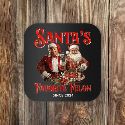 SantaS Favorite Felon Since 2024 Christmas Xmas Funn Christmas Xmas Funny Trump Coaster