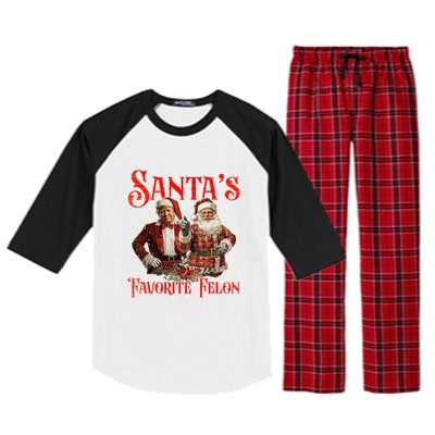 SantaS Favorite Felon Since 2024 Christmas Xmas Funn Christmas Xmas Funny Trump Raglan Sleeve Pajama Set