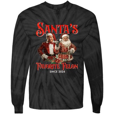 SantaS Favorite Felon Since 2024 Christmas Xmas Funn Christmas Xmas Funny Trump Tie-Dye Long Sleeve Shirt