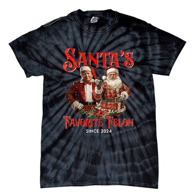 SantaS Favorite Felon Since 2024 Christmas Xmas Funn Christmas Xmas Funny Trump Tie-Dye T-Shirt