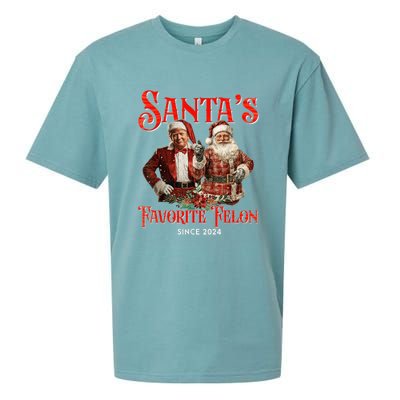 SantaS Favorite Felon Since 2024 Christmas Xmas Funn Christmas Xmas Funny Trump Sueded Cloud Jersey T-Shirt