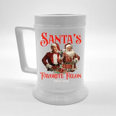 SantaS Favorite Felon Since 2024 Christmas Xmas Funn Christmas Xmas Funny Trump Beer Stein