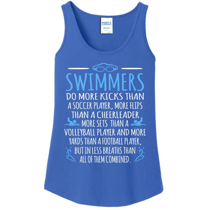 Swimmers Facts Funny Swimming Swim Coach Graphic Meaningful Gift Ladies Essential Tank