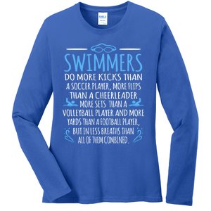 Swimmers Facts Funny Swimming Swim Coach Graphic Meaningful Gift Ladies Long Sleeve Shirt