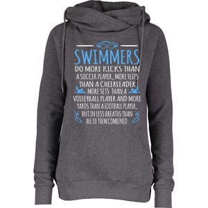 Swimmers Facts Funny Swimming Swim Coach Graphic Meaningful Gift Womens Funnel Neck Pullover Hood