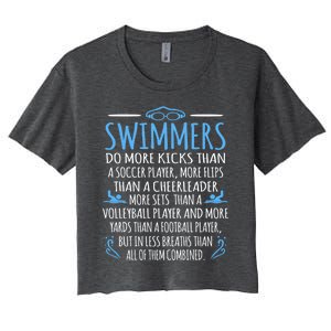 Swimmers Facts Funny Swimming Swim Coach Graphic Meaningful Gift Women's Crop Top Tee