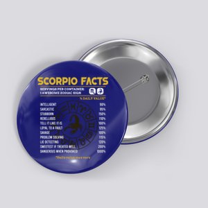 Scorpio Facts Funny Horoscope Astrology Zodiac Sign Gift Button