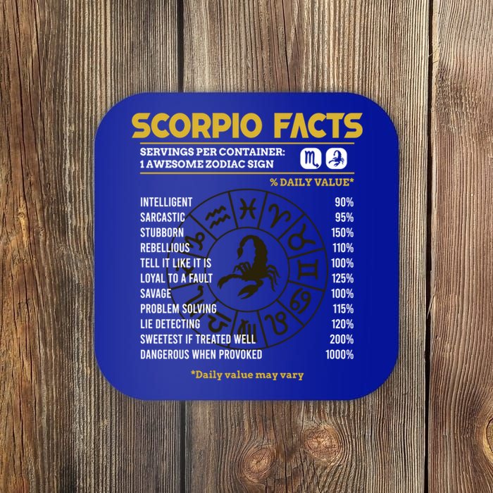 Scorpio Facts Funny Horoscope Astrology Zodiac Sign Gift Coaster