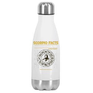 Scorpio Facts Funny Horoscope Astrology Zodiac Sign Gift Stainless Steel Insulated Water Bottle