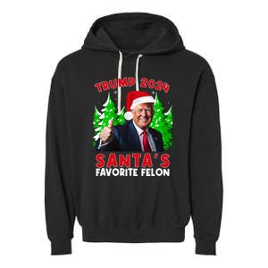 SantaS Favorite Felon Funny Christmas Trump Santa Hat Garment-Dyed Fleece Hoodie