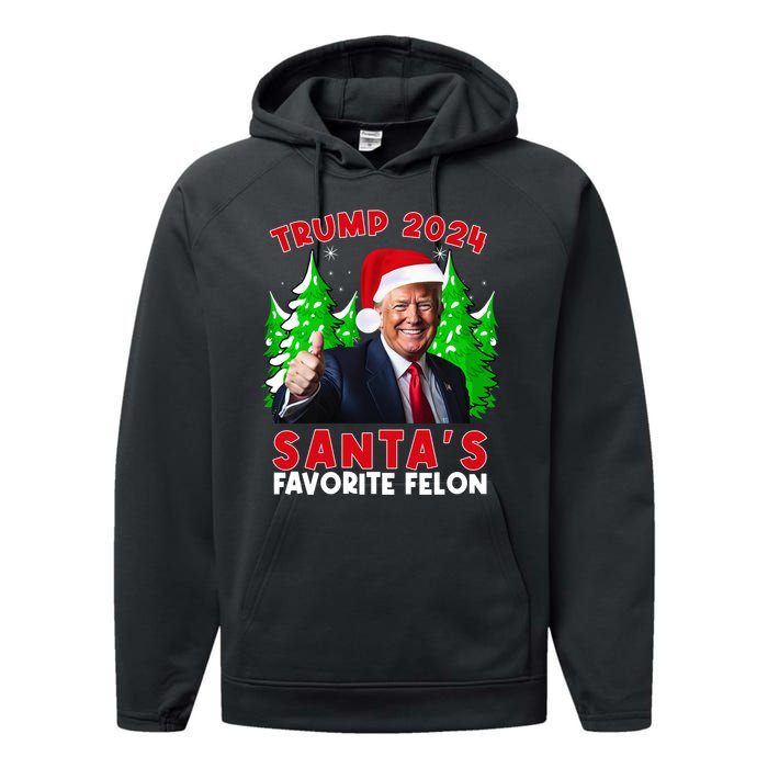 SantaS Favorite Felon Funny Christmas Trump Santa Hat Performance Fleece Hoodie