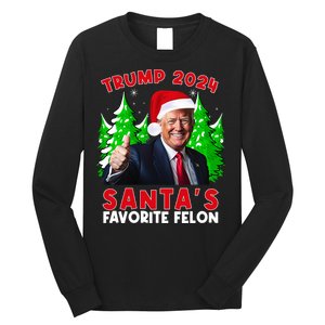 SantaS Favorite Felon Funny Christmas Trump Santa Hat Long Sleeve Shirt