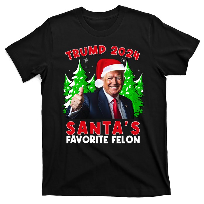 SantaS Favorite Felon Funny Christmas Trump Santa Hat T-Shirt